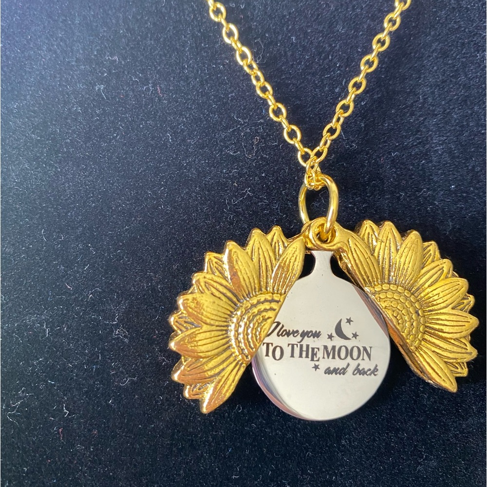 Sunflower necklace-  with sweet message inside